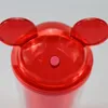 9 Colors Small 12oz Acrylic Mouse Ear Tumblers with Straw Clear Plastic Dome Lid Tumbler for Kids Children Parties Double Walled 2456