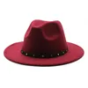 Fedora Hat Women Men Wide Brim Cap Man Kvinna Jazz Panama Caps Ladies Top Hats Tjejer Mode Trilby Chapeau Mens Present 2021 Vår Höst Vinter 27färg Partihandel
