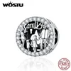 WOSTU 925 SSterling Silver Family Heart Coffee Charms Bead for Original Bracelets Necklace DIY Jewelry Ship To Poland