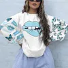 YSKKT Sweatshirt Kvinnor Färgglada Pullover Toppar Vår Höst Fashion Streetwear Oversized Loose Shirt Sweatshirts 210803