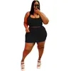 Plus size 5XL Women sexy 2 piece Dress Summer Clothing casual solid color mini skirts suits spaghetti strap tank top+skirt 5340