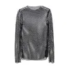 Women See Through Perspective Sheer Mesh Fishnet Tee Bodycon Long Sleeve Tops Beach T-shirt New Design Party Club Tops X0628