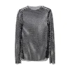 Kvinnor ser genom perspektiv Sheer Mesh Fishnet Tee Bodycon Långärmad Toppar Strand T-tröja Nya Design Party Club Tops X0628