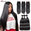 IsHow Virgem Weave Extensões Onda Corporal 8-28inch para Mulheres Mamas Retas Jet Black Color Pacotes de Cabelo Humano com Fechamento De Laço Água Peruana Loose profundamente encaracolado