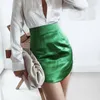 Slim Women Sexy Green Satin Mini Skirts Summer Beach Fashion Ladies Elegant Boho Party Girls Chic Cute 210430