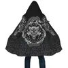 Miscele di lana da uomo misto stile viking mantello Fehu Rune Raven Tattoo 3D stampato con cappuccio per uomo donna inverno in pile a vento interruttore caldo cappuccio
