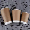 Bicchieri di carta usa e getta da asporto Doppio piano Isolamento termico Latte Tè Caffè Carta Kraft Tazza per cerimonia di apertura 0 39by L1