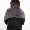 Harppihop*Luxury Women's Genuine Real Knitted rabbit Scarves with Tassels Lady Pashmina Wraps Autumn Winter Women Fur Shawls