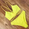 Swimsuit Kobiety Bikini Zestaw Push Up Split Bandaż Brazylijski Biquinis Feminino Leopard Solid Swimwear 210702