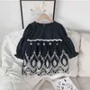 Printemps Arrivée Filles Robe de broderie à manches longues Enfants Coréen Design Coton 210528