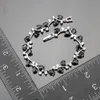 Silver 925 Smycken Charms Armband Kvinnor Dekorera Bröllopsmycken Med Svart Zirkon Vit Stones Presentförpackning