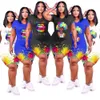 Tie Dye Lips Girls Impresso Verão Mulheres Moda Casual Vestido Casual Manga Curta One-Peça Apertado Saia Senhoras Multicolor Party Club Vestidos Vestidos Plus Size G67WN4M