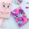 21 * 15cm Vinter Varmtecknad PLUSH Notepads Notebook Cat Rabbit Panda Portable Diary Planner Anteckningsblock Stationery Julklapp