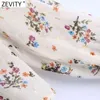 Женщины Vintage V Flower Print Print Повседневная Smock Блузка Офис Lady Cascading Ruchry Рубашки Chic Chiffon Blusas Tops LS9020 210416