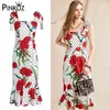 ペーリーファッションのための女性の女性のスリムMidiのドレスのためのドレスポルカのドットの花プリントレースアップキャミソールマーメイドのフリルドレスローブ210421