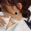 Moda Korea Trendy Rhinestone Black Emalid Okrągły metalowy kolczyk dla kobiet złota kropla żyrandol biżuterii