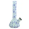 Hookahs 7.4'' Printed Beaker Bongs Silicone Bong Smoking Water Pipe Dab Rigs Hookah Glow in the dark with Glass bowl Heat Resistant