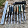 Coltello da 9 pollici di alta qualità 440C Satin Single Blade AUTO Caccia coltelli tattici Manico in resina / legno EDC Utensili manuali per esterni