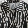 Kvinnor Animal Pattern Print Casual Smock Blouse Office Ladies Slå ner Collar Shirt Chic Retro Blusas Tops LS7504 210420