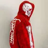 Men Streetwear High Street Skull Skeleton Print Hoodie Jackets Oversized Casual Sweatshirt Fashion Vintage Coats Autumn S-4XL