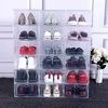 12pcs set di scatole per scarpe multicolore pieghevole in plastica trasparente per la casa organizzatore scarpiera pila display organizzatore di stoccaggio scatola singola X0703