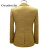 Gwenhwyfar Luxury Gold Jacquard Men Tuxedo För Bröllopsfest Groom Suit 2021One Button Blazer Splicing Vest Side Line on Pants X0909