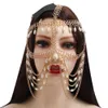Multi couche perle gland tête chaîne couverture visage casque cheveux bijoux pour femmes luxe métal front bandeau cheveux coiffure X0726
