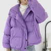 Algodão Colorfur Jaqueta de Inverno Mulheres Parka Quente Acolchoado Casaco Solto Stand Collar Outwear 210531