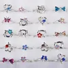 5pcs Mix Lots Cute Crystal Rhinestone Children Kids Adjustable Silver Color Rings Jewelry Gifts Random Style Send Q07084586562