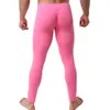 Uomo Sexy Long Johns Ice Silk Ultra-sottile Trasparente Penis Pouch Leggings Intimo Uomo Home Sheer Lounge Pants Gay Sleepwear 211110