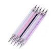 5Pcs Double head Nail Art Dotting Pencil for UV Gel Painting design crystal Handle Rhinestones picker Manicure Tools Kit NAB013