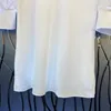 TWOWINSYLE Camicia bianca con bottoni patchwork per donna O collo manica corta Camicie casual Abbigliamento moda femminile Stile 210524