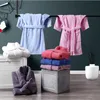 Children's Terry Bathrobe Boys Girls Cotton Thicken Towel Bath Robe Swimming Turn-up Collar Little Girl Robes Dressing Gown Kids 210901