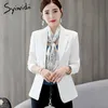 Syiwidii ​​6 Blazers e Jaquetas Escritório Lady Slim Rosa Preto Branco Branco Azul Coreano Moda Roupas Primavera Casaco 210930