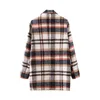 Vintage femmes laine Plaid Blazers mode dames Streetwear col cranté veste élégante femme Chic poche vestes 210430