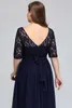 Mother's Jurken Kant Plus Size Avondjurken Dames Verjaardagscadeau Dame Half Mouw Thee Lengte Bruiloft Gasten Party Town Bruidsmeisje gewaden A-lijn