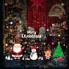 Decoraciones navideñas Merry Window clings colorido extraíble calcomanías de pegatinas de copo de nieve con Santa C
