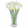 20PCS الاصطناعي كالا زنبق الزفاف باقة الزفاف الزهور ريال تعمل باللمس باقة الزخرفية (أبيض) 210624