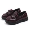 New Girls Patent Leather Single Shoes Autumn Children's Shoes Fashion Student Vintage Performance Girls Shoes A568 X0703