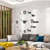 DIY самоклеющиеся настенные часы большой цифровой современный дизайн кухня детская гостиная настенные часы Nordic Home акриловый декор
