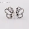 Authentic 100% 925 Sterling Silver Pandora Butterfly Outlines Stud Earrings With Clear Cz Fits European 297912CZ