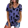 Women's T-Shirt Leopard V Neck Tshirts Woman Top Short Sleeve Loose Women Casual Soft Tops Tee Shirts Female Harajuku Mujer Camisetas