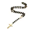 30 "8mm roestvrij staal rozenkrans kralen ketting zwart en goud kleur met heilige Jezus Christus Crucifix cross hanger hip-hop sieraden voor mannen vrouwen