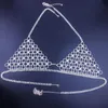 Autre GLAMing Cristal Corps Chaîne Bijoux Harnais Soutien-Gorge String Pour Femmes Brillant Sexy Strass Bralette Haut Bikini Ensemble Robe De Plage D'été