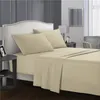 Solid Color Bed Sheet 4-Piece Set Microfiber Bedding PillowCase 3/4 pcs Sets ark Madrass täcker kuddar