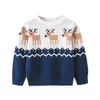 Autumn Fall Winter Girls Boys Knit Sweater Christmas Outifts Elk Print Knitted Sweaters Screw Neck Warm Pullover Clothes 2-7T Y1024