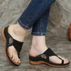 Ladies Sandals 2021 Summer Large Size Round Head Set Toe Flower Mid-Heel Casual Women's Wedge Heel Slippers