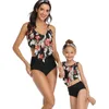 Family Matching Swimwear Floral Swimsuit Mother Daughter Bikini Beachwear Swimming Trunks Men Kids Bathing Suit 210521