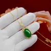 Natural Emerald Gemstone Gold Necklace Pendant 14K Gul smycken Set Ring Studörhängen för kvinnor Bröllopsmyckelarmband 3442307