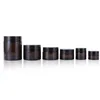 Wholesale Amber Empty Glass Jar With Black Lid Makeup Bottle Cosmetic Packaging Hand Cream Containers Facial mask Jars